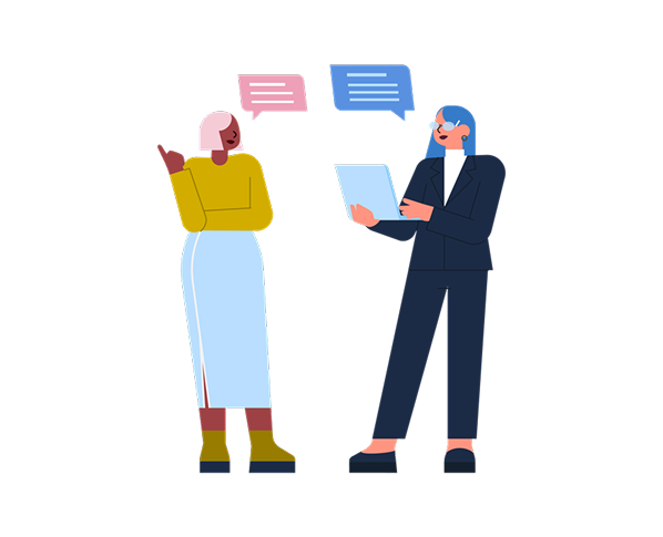 Colleagues discussing a business project